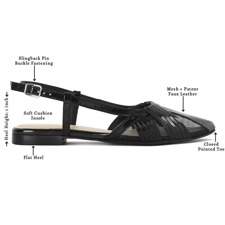 women flat heel slingback sandals#color_black