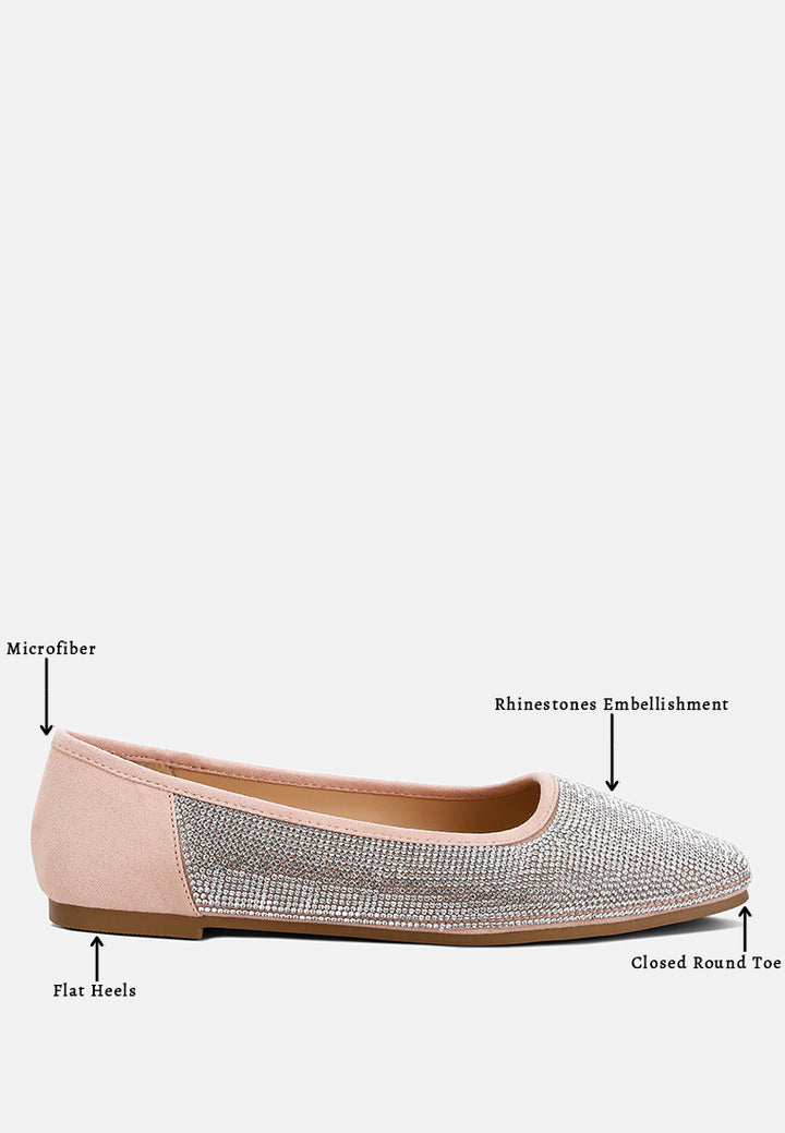 women shimmering rhinestone ballerinas#color_pink
