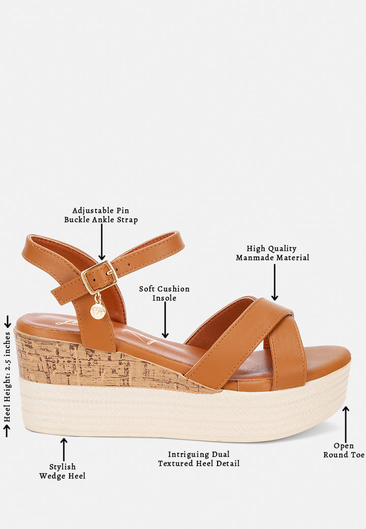 Women Zinny Buckle Strap Contrast Heel Wedges