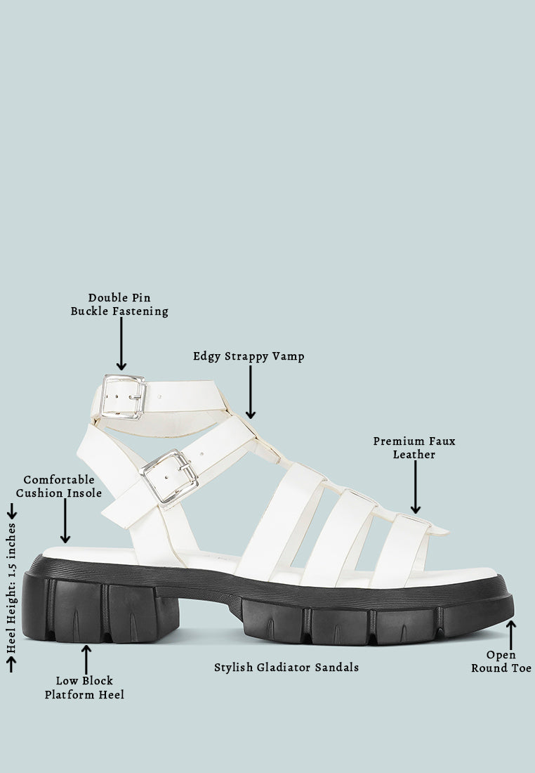 women faux leather gladiator sandals#color_white