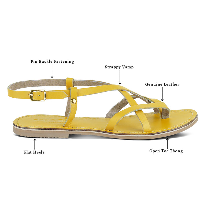 women rita strappy flat leather sandals#color_yellow