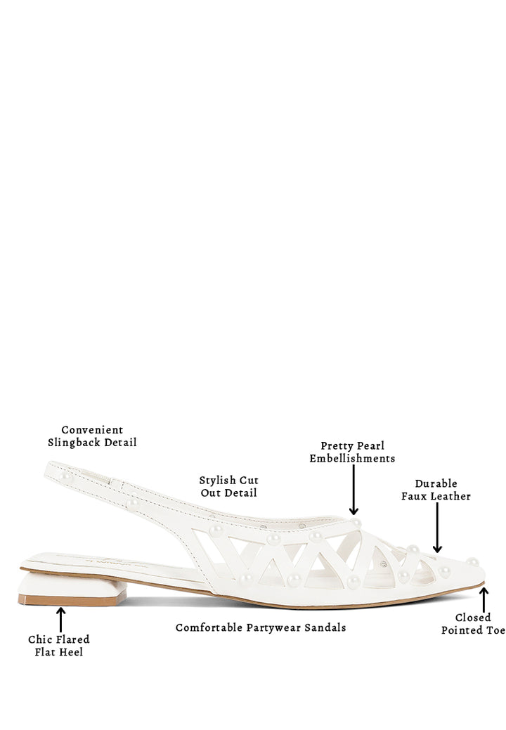 Women Pearl Embellished Slingback Sandals