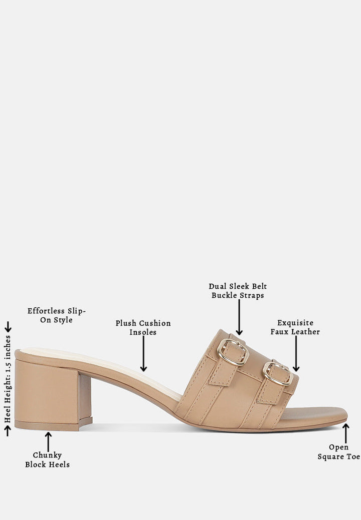 women double buckle strap heels#color_camel