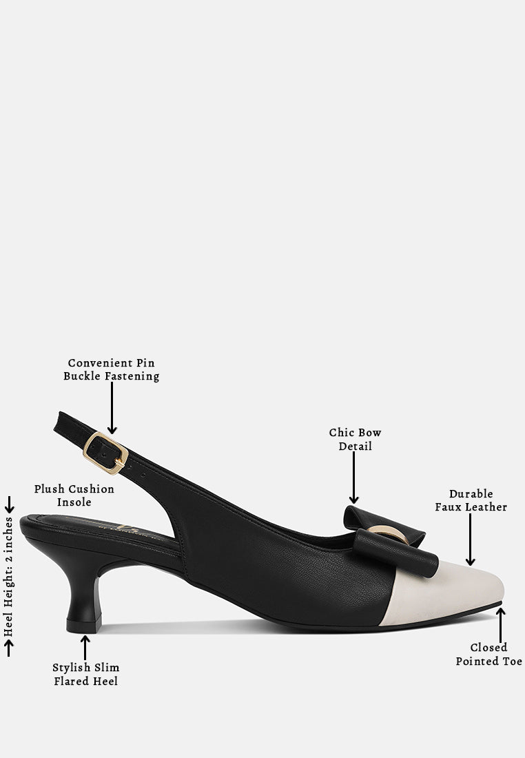 women flared heel bow dress heels#color_black