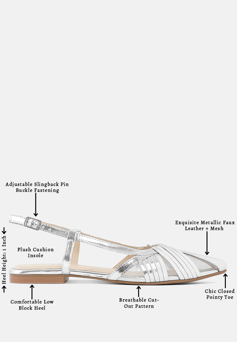women metallic faux leather slingback sandals#color_silver