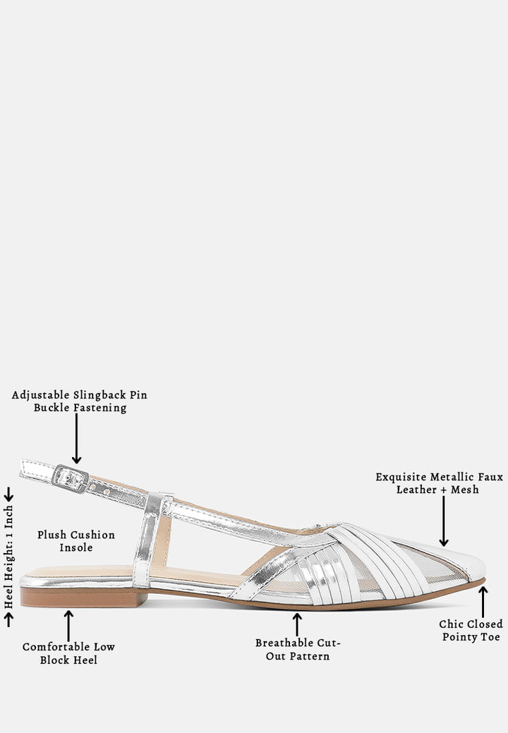 women metallic faux leather slingback sandals#color_silver
