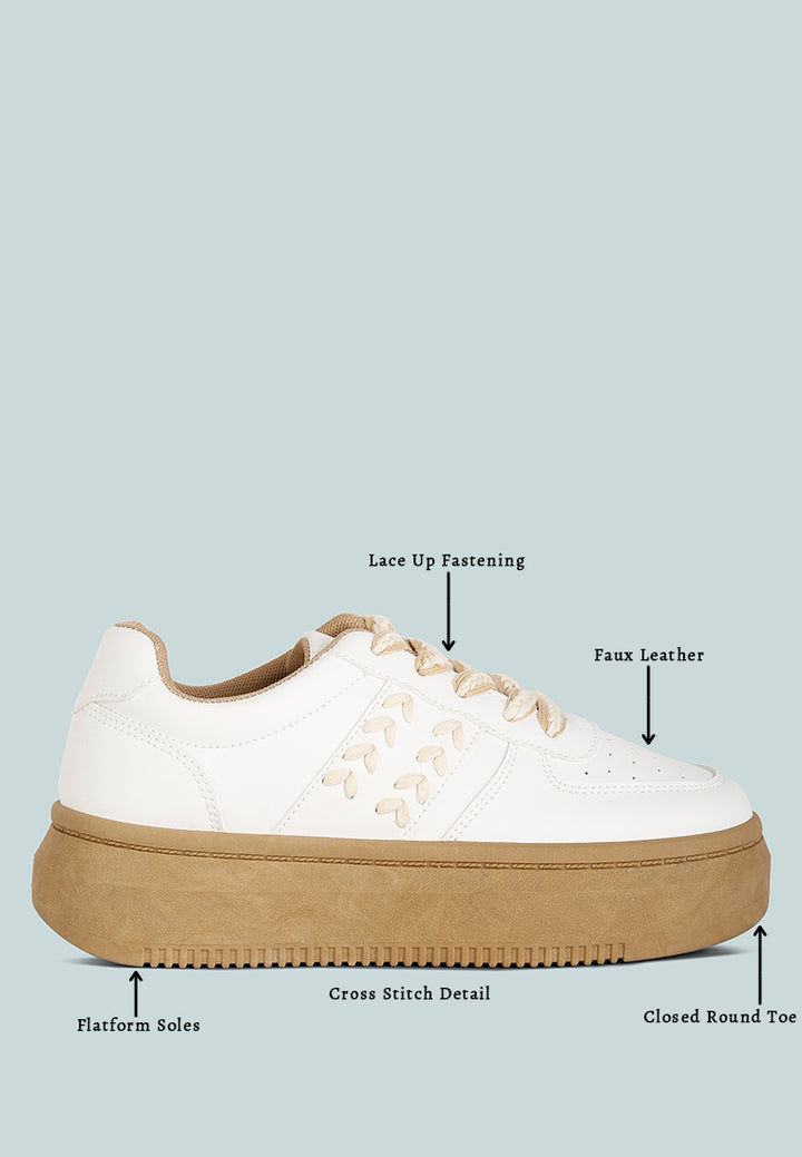 women cross stitch detail sneakers#color_white