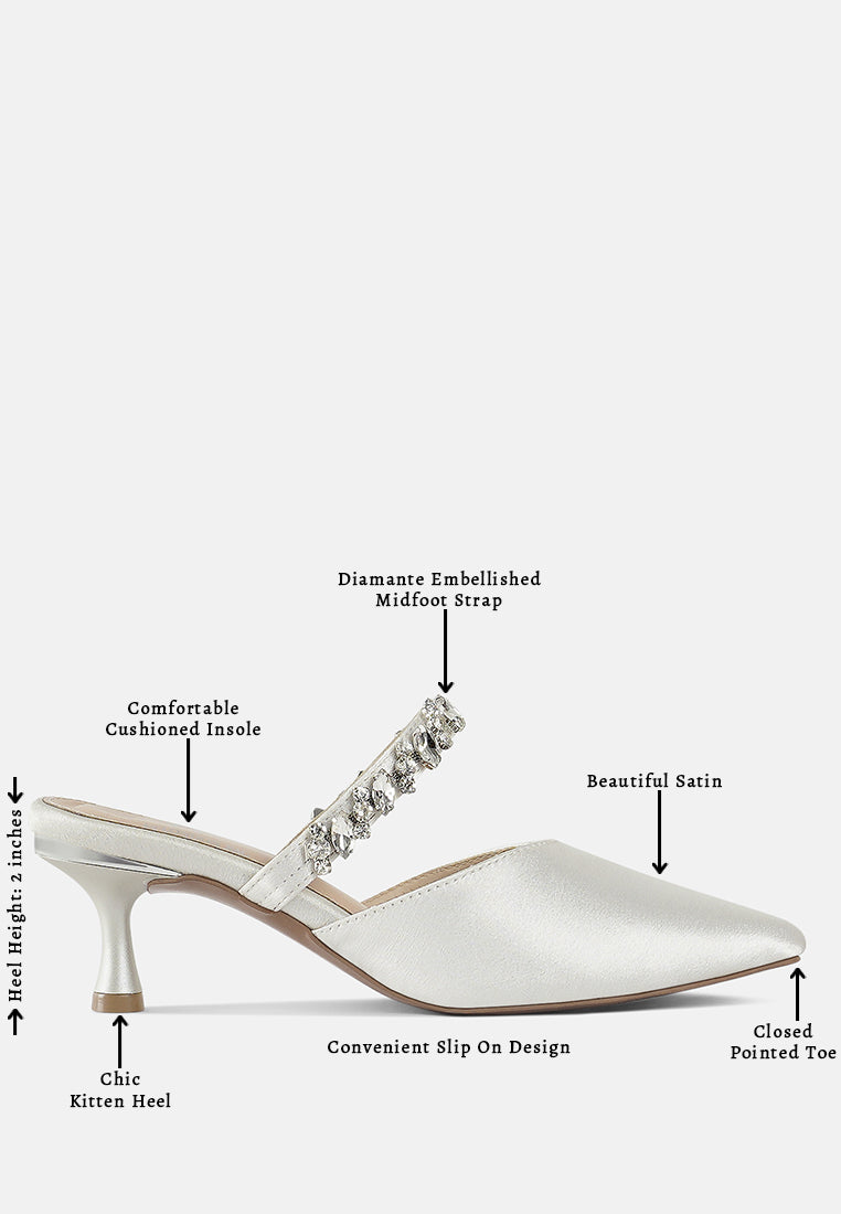 women diamante embellished strap mules#color_white