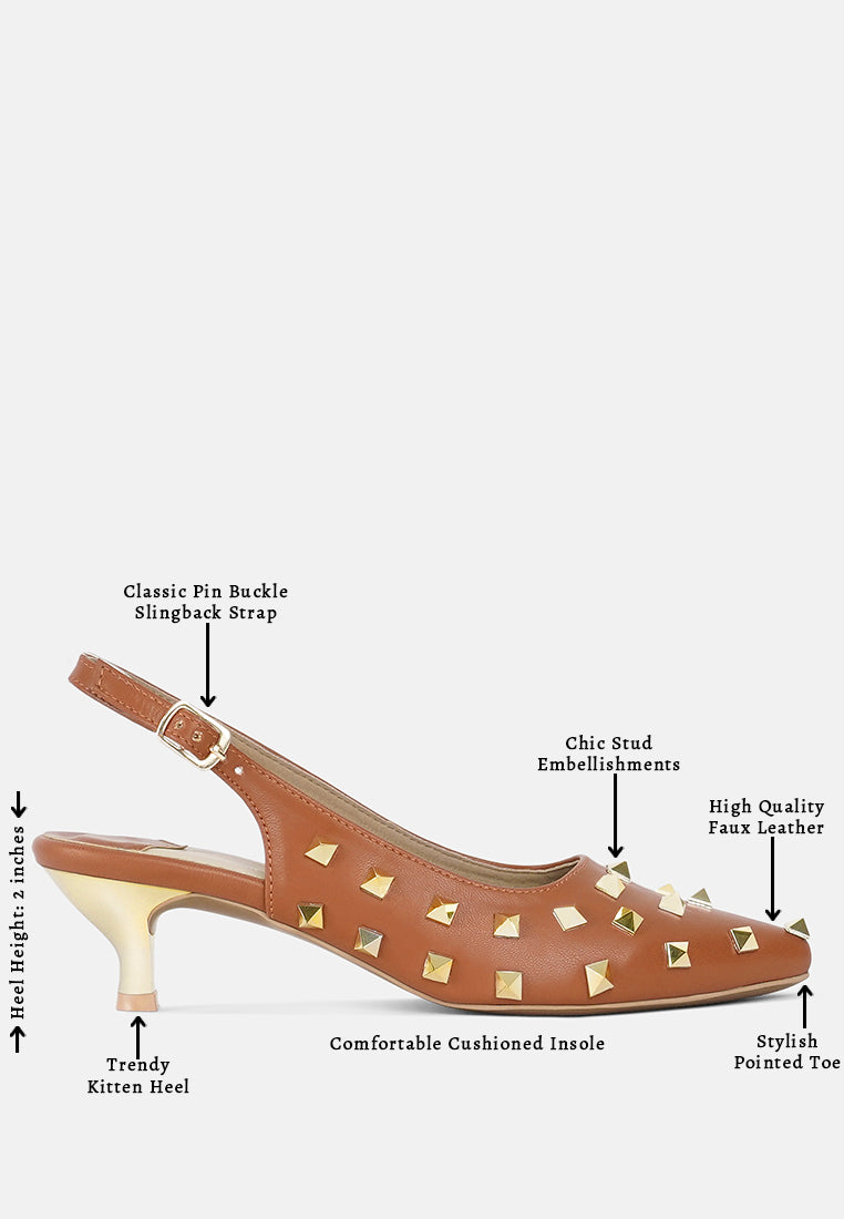 women gold accent studded sandals#color_tan