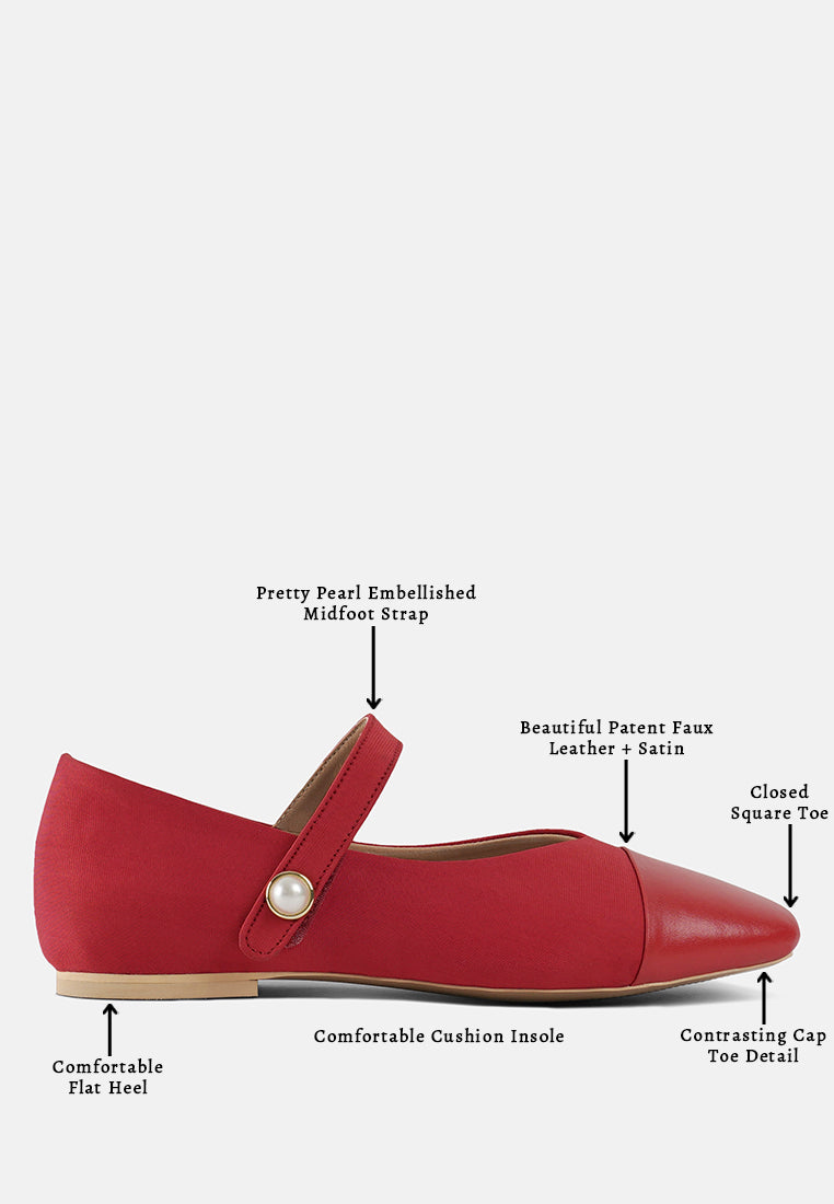 women square toe mary jane ballerinas#color_red
