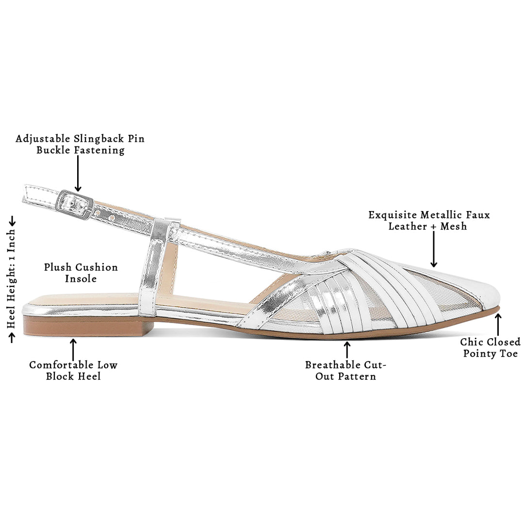 women metallic faux leather slingback sandals#color_silver