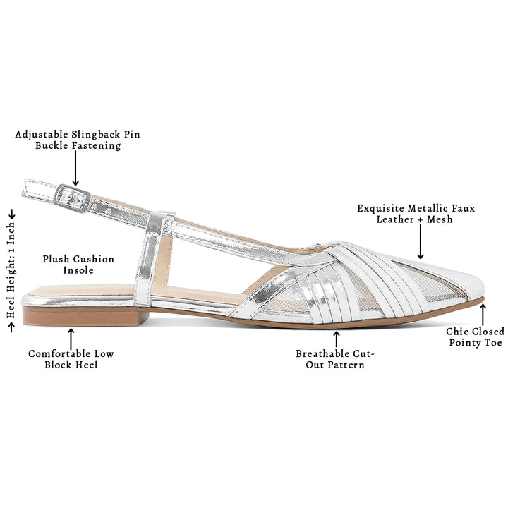 women metallic faux leather slingback sandals#color_silver