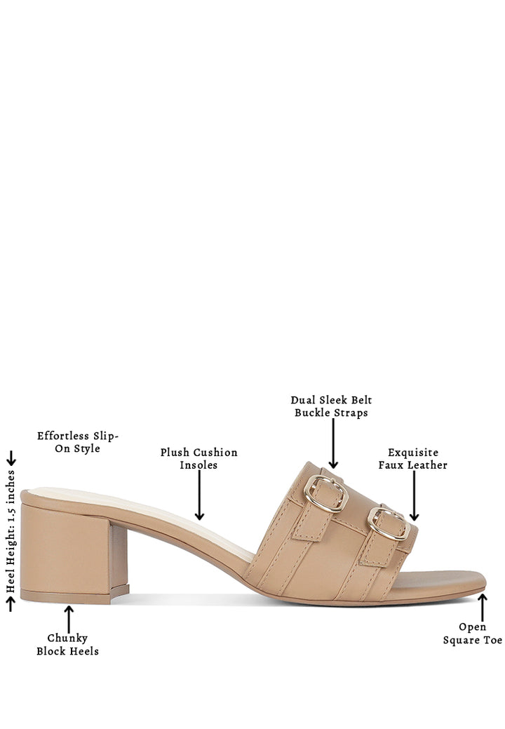 Women Double Buckle Strap Heels