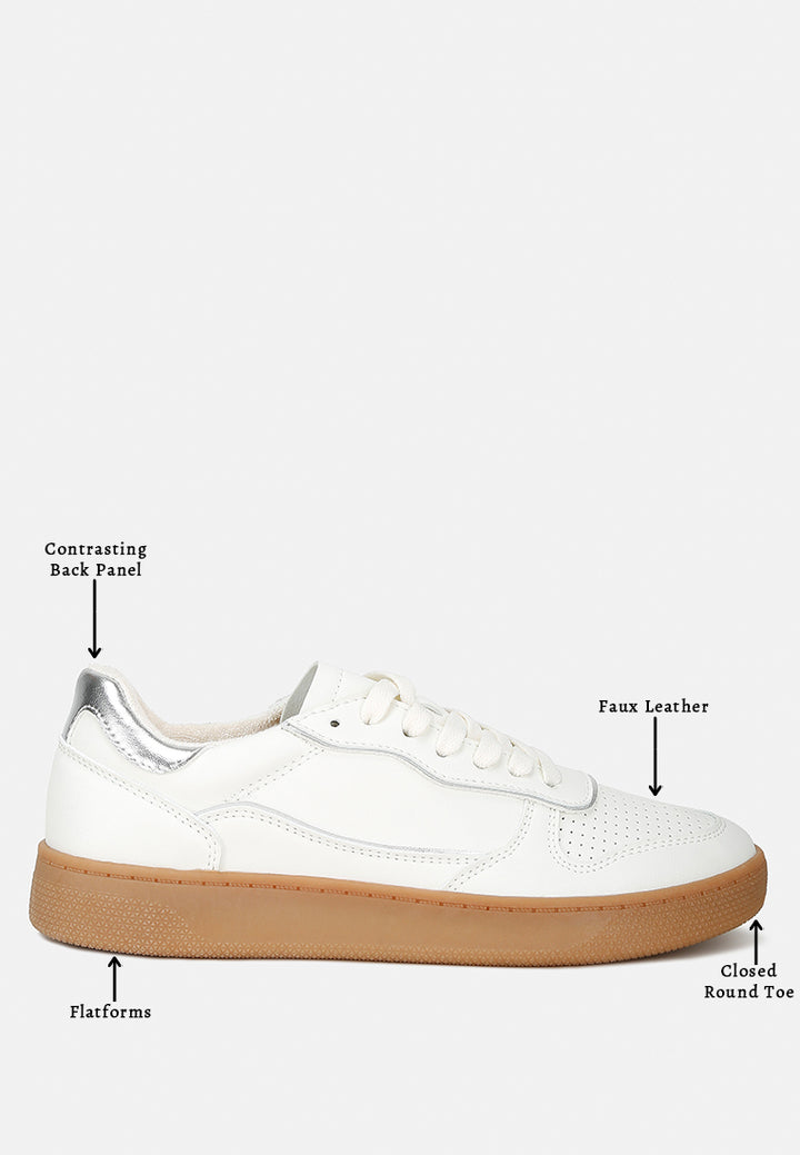 women faux leather everyday sneakers#color_white-silver
