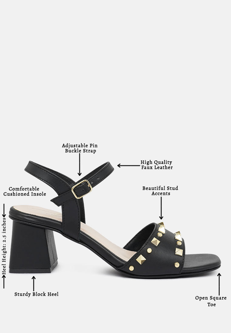 women studded block heel sandals#color_black