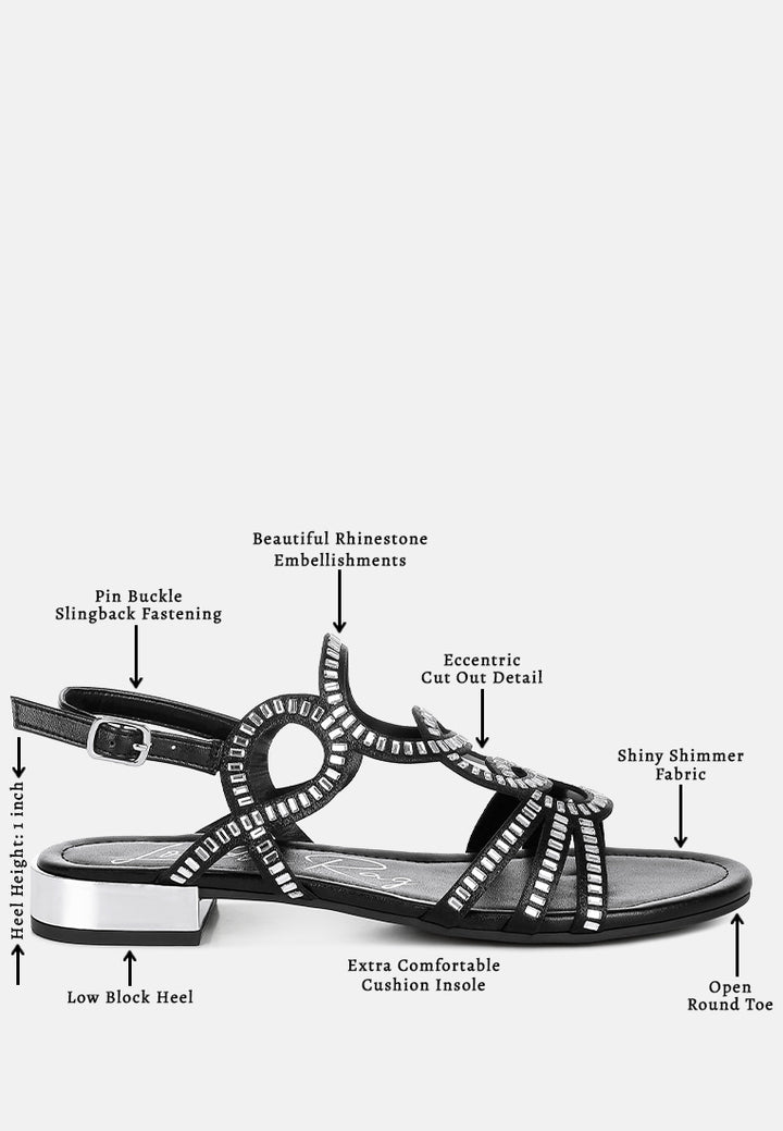 women cut out detail rhinestone flat sandals#color_black