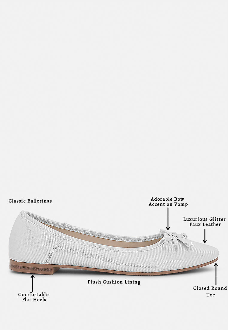 Women Glitter Faux Leather Ballerinas