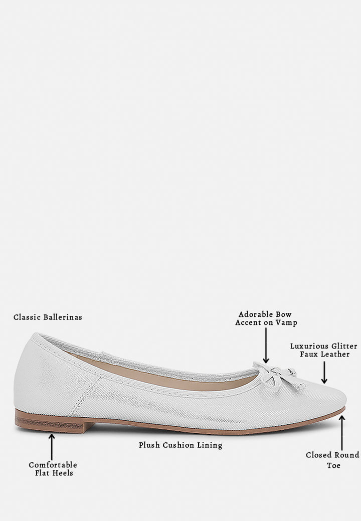 Women Glitter Faux Leather Ballerinas