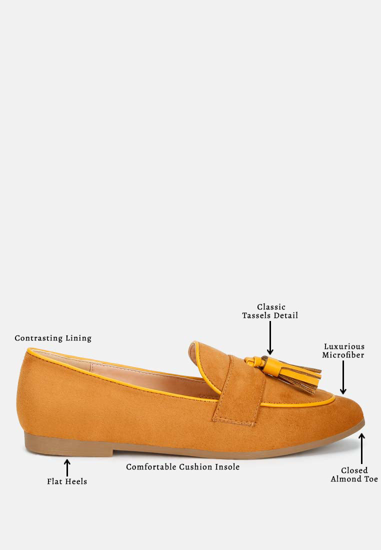 women micro suede tassel loafers#color_tan