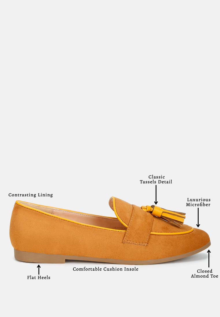 women micro suede tassel loafers#color_tan