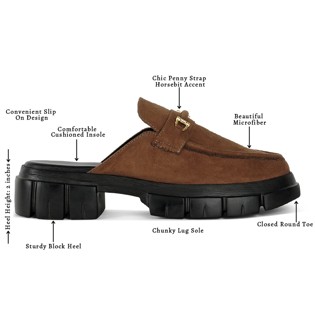 women microfiber penny strap mules#color_tan