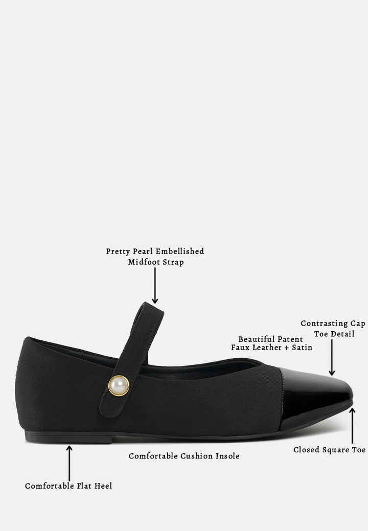 women square toe mary jane ballerinas#color_black