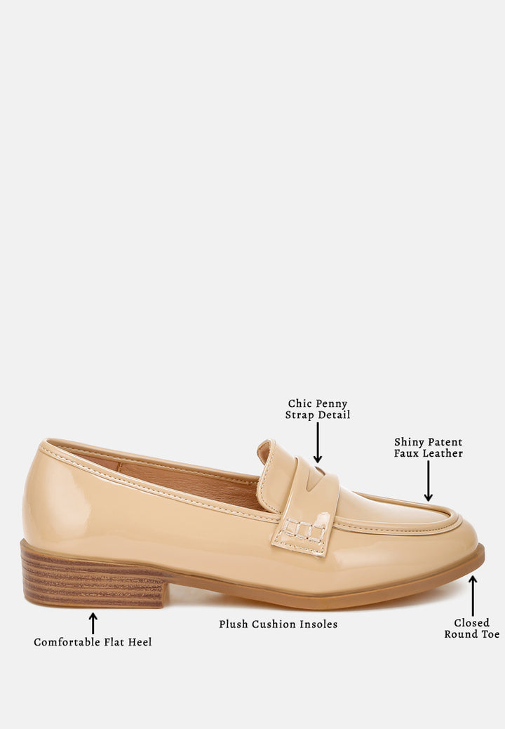 women penny strap detail loafers#color_beige