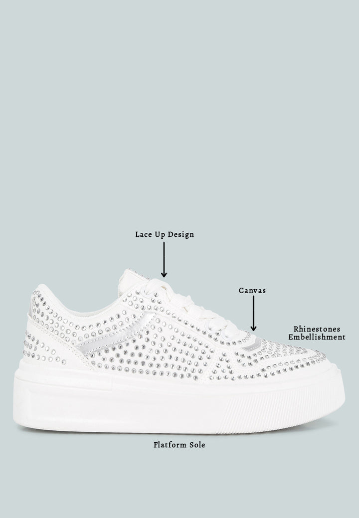 women embellished chunky sole sneakers#color_white