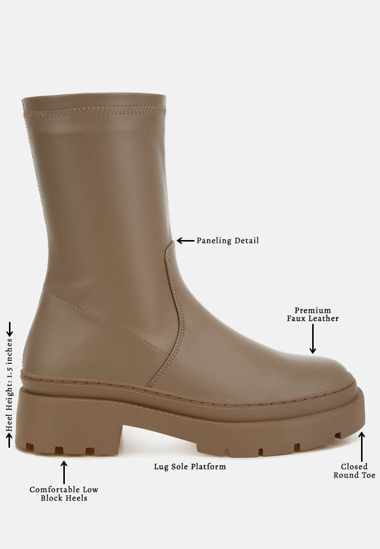 women chunky faux leather calf boots#color_taupe