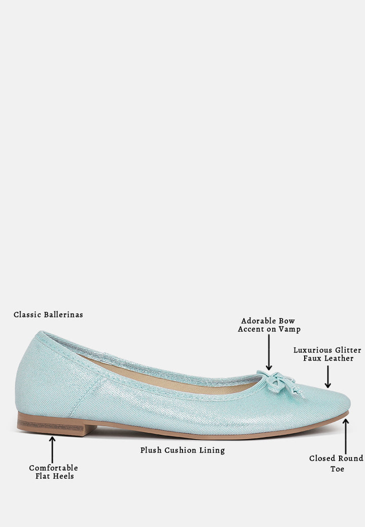 Women Glitter Faux Leather Ballerinas