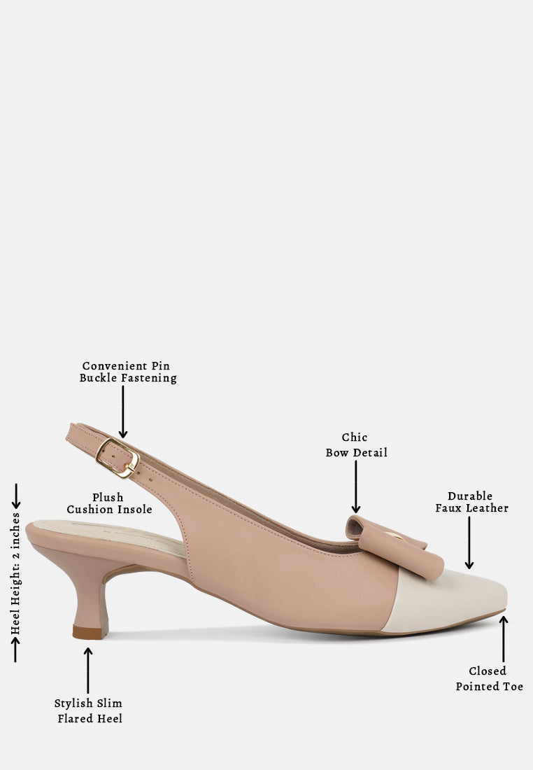 women flared heel bow dress heels#color_nude
