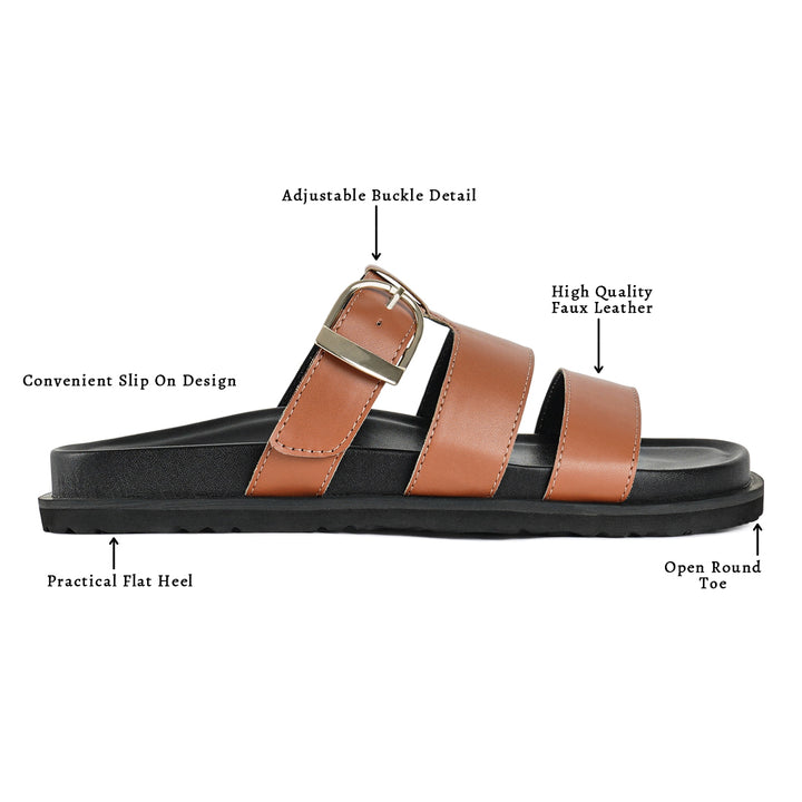 women strappy faux leather slip on flats#color_tan