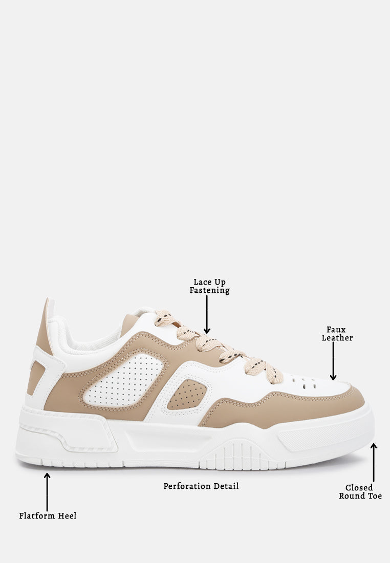 men's panelling detail flatform sneakers#color_beige