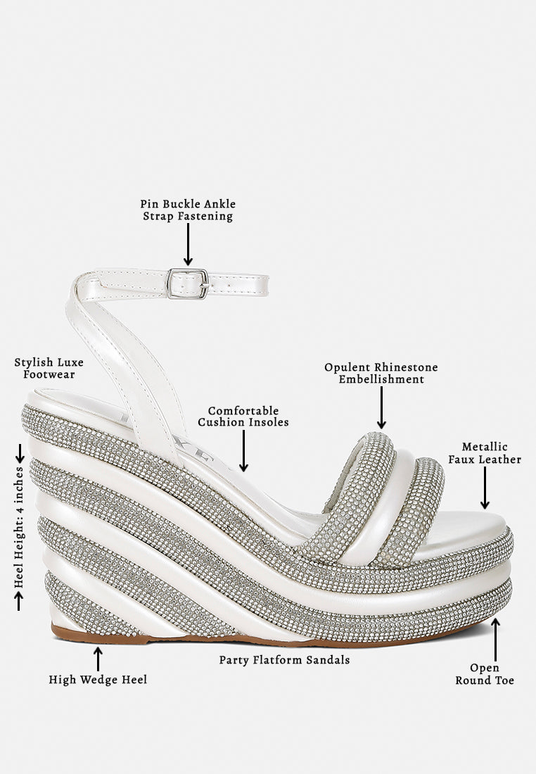 rhinestone studded wedge sandals#color_white