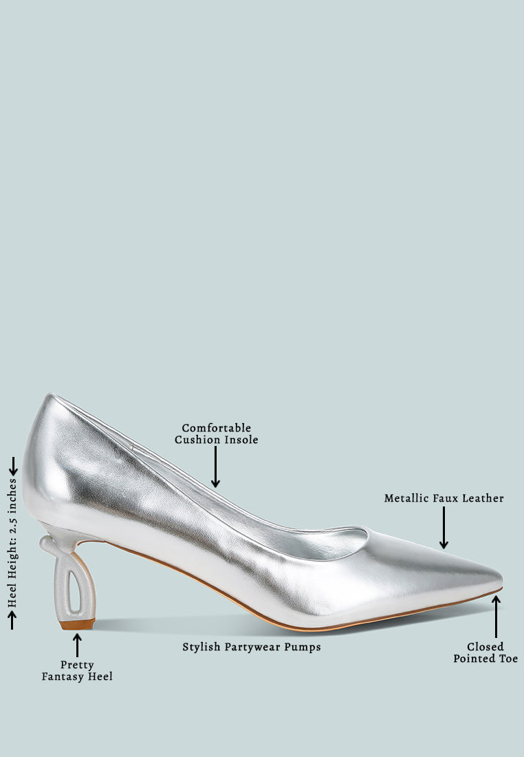 women metallic fantasy heel pumps#color_silver