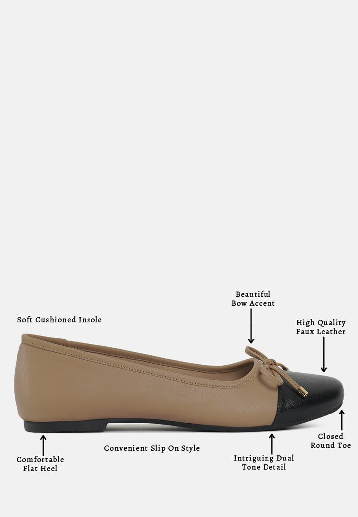 women two tone ballet flats#color_nude