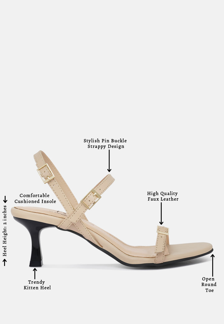 women strappy faux leather kitten heels#color_beige