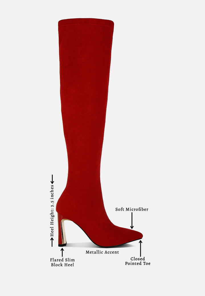 slim block heel long boots#colour_red