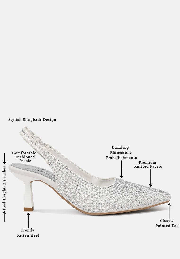 women rhinestonesâ slingbackâ pumps#color_white