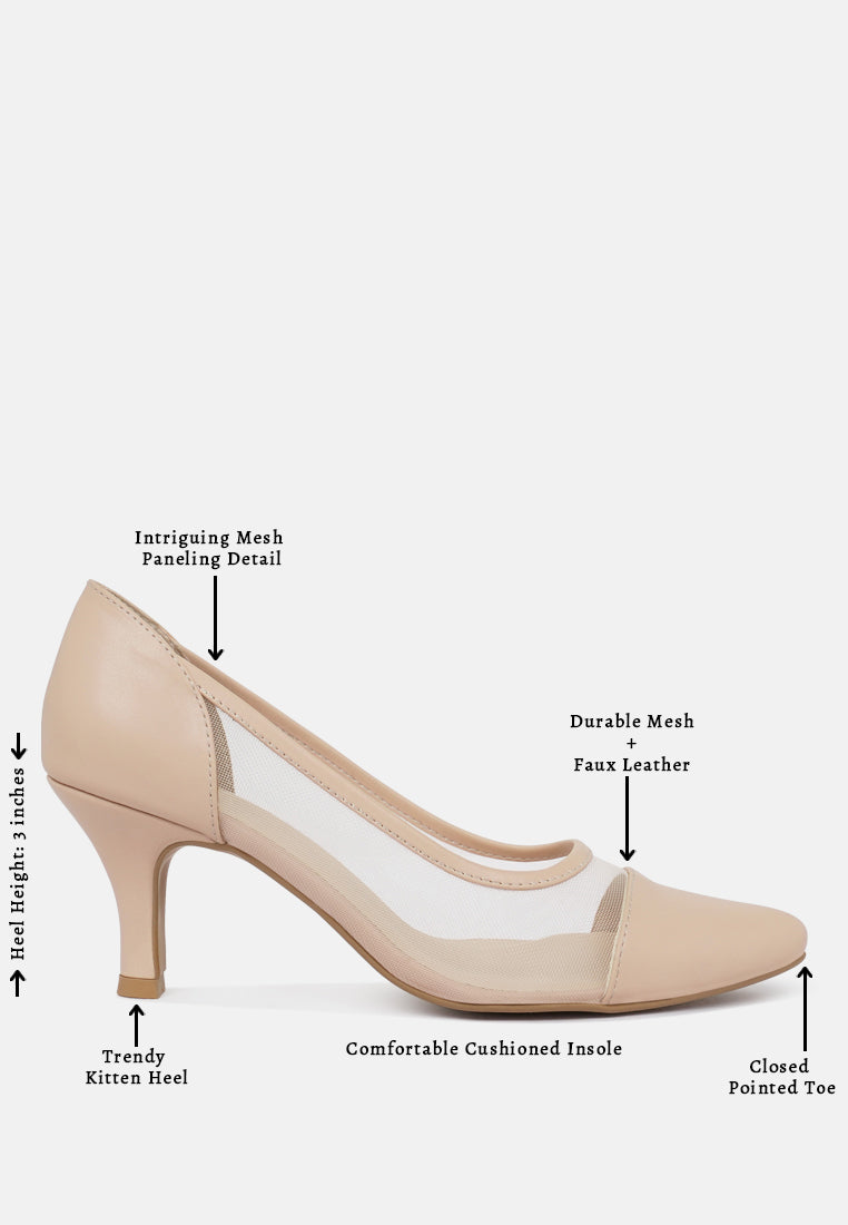 women mesh & faux leather pumps#color_blush-pink