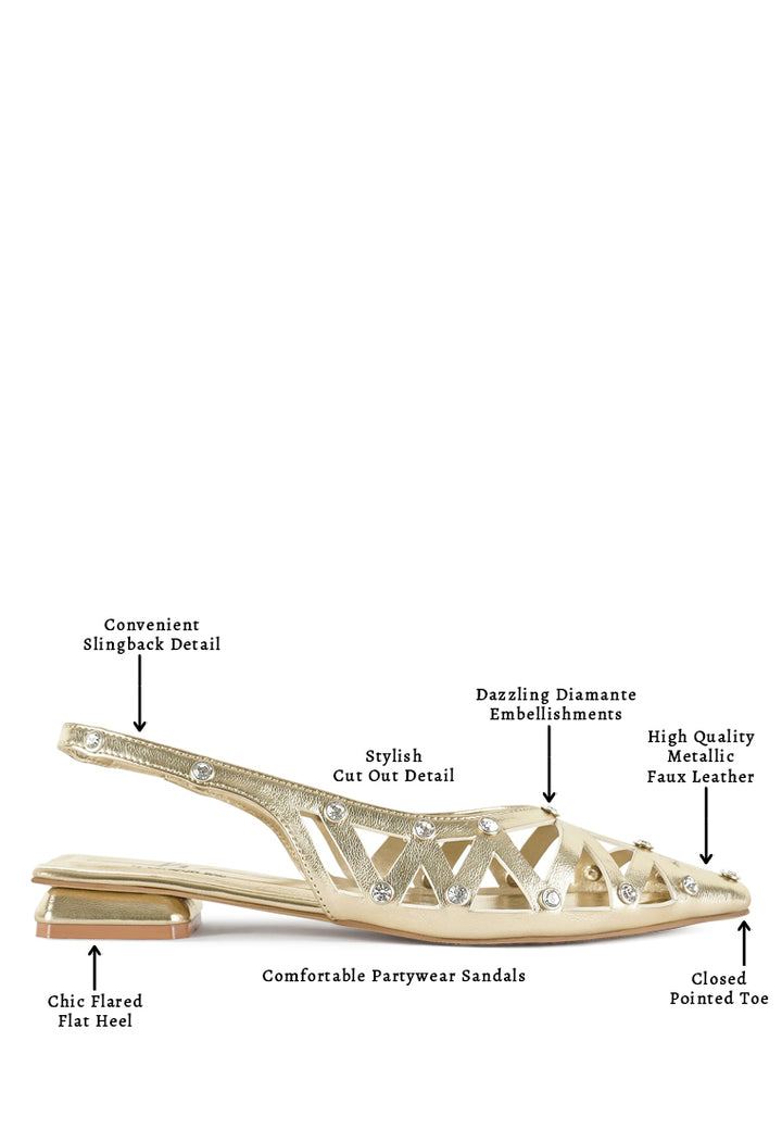 Women Diamante Embellished Slingback Sandals