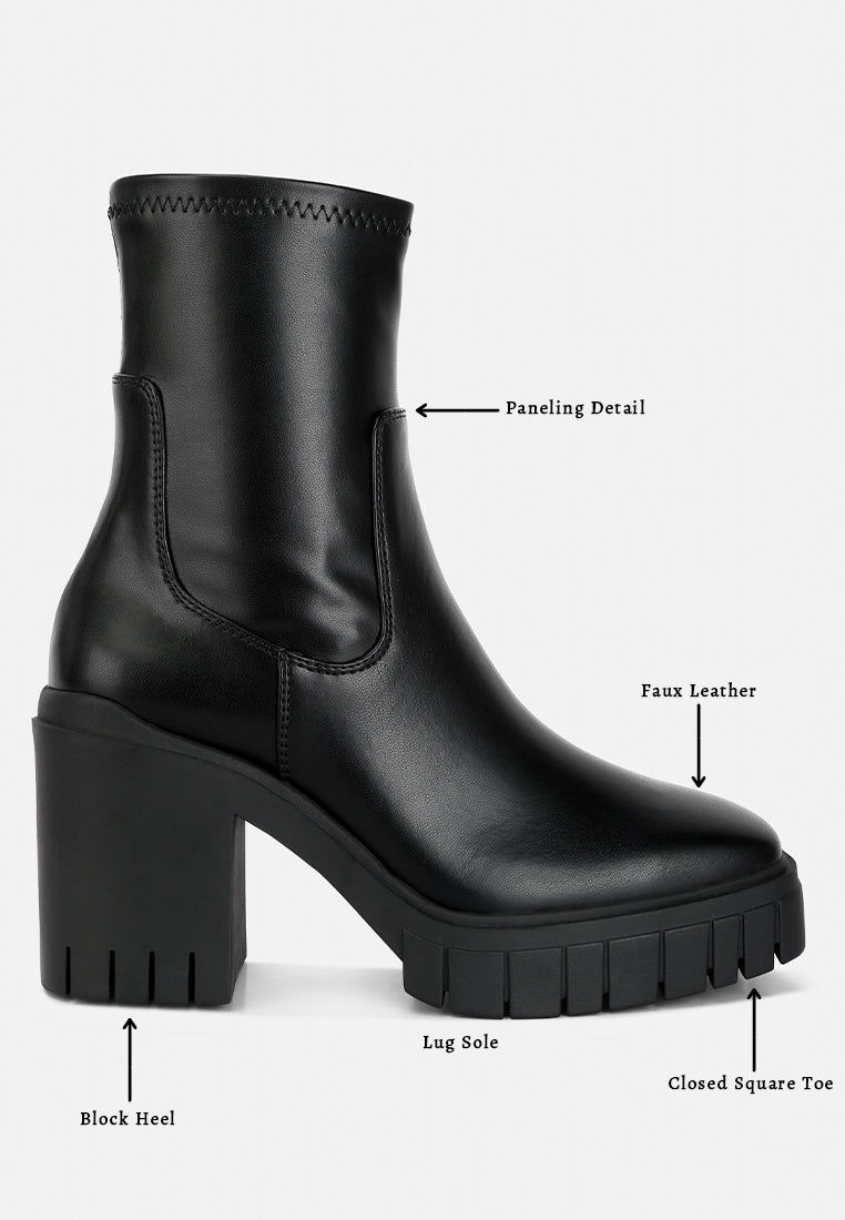 women platform heeled ankle boot#color_black
