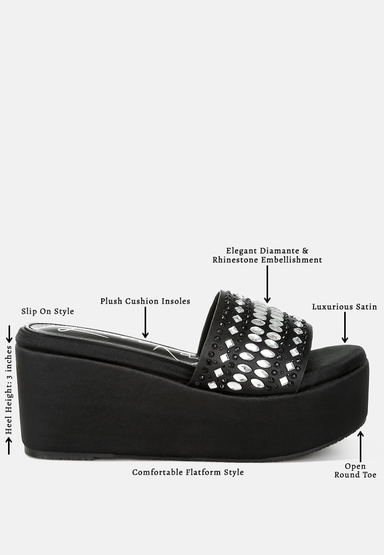 diamante & rhinestone detail stylish flatforms#color_black