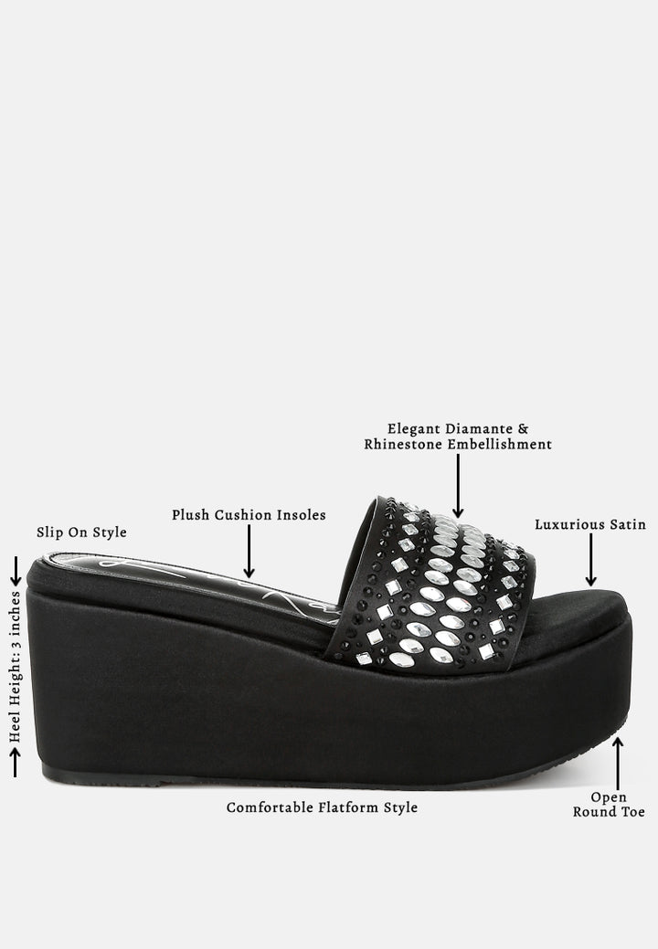 diamante & rhinestone detail stylish flatforms#color_black