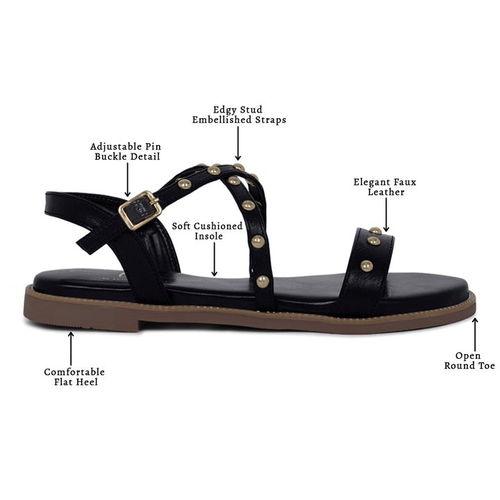 stud embellished strappy flats#color_black