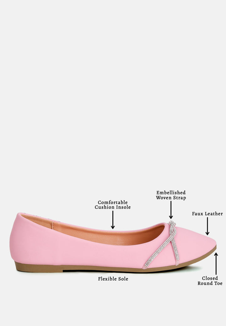 women rhinestone faux leather ballerinas#color_blush