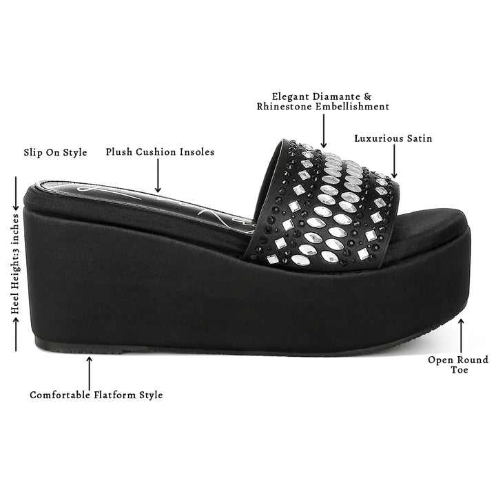 diamante & rhinestone detail stylish flatforms#color_black