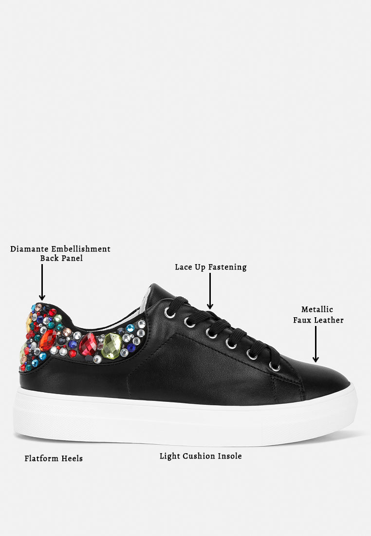 gems diamante embellished sneakers#color_black