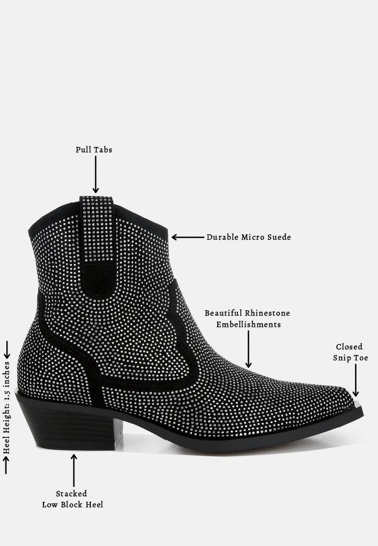 women embellished rhinestones cowboy boots#color_black