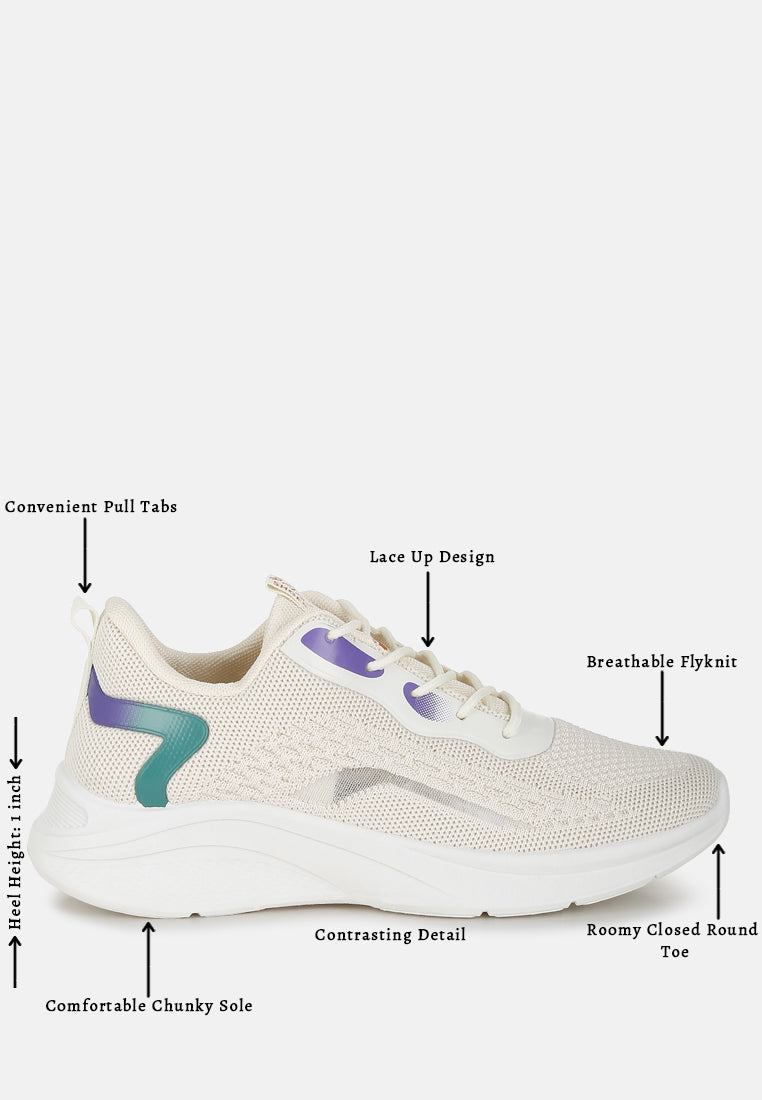 women contrasting detail lace-up sneakers#color_beige